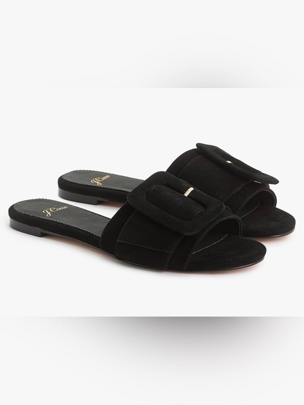NEW J. Crew Cora slides sandal with buckle in black suede L0593 size 5